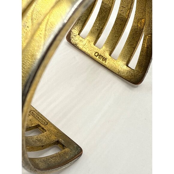 Coach Gold-Tone Openwork Cuff Bracelet Metal Womens - Picture 4 of 6